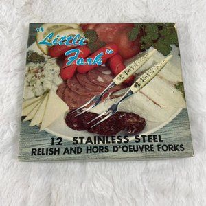 Vintage "Little Fork" 12 stainless steel Relish Hors D'Oeuvre Forks Miniature